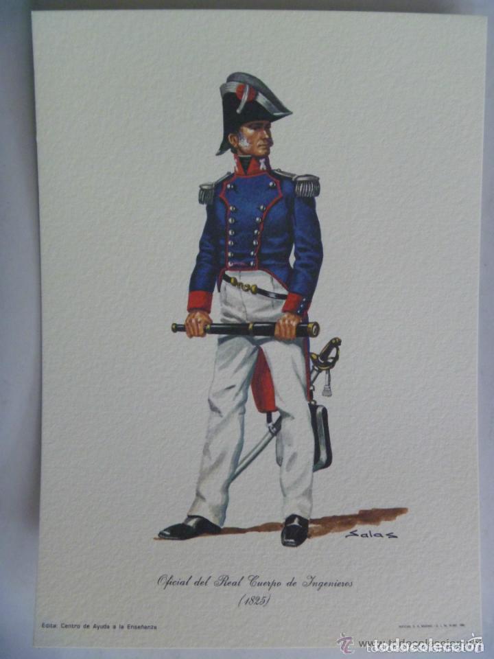 Militaria: LAMINA UNIFORMOLOGIA: OFICIAL REAL CUERPO DE INGENIEROS, 1825. DE DELFIN SALAS ... 17 X 24 CM
