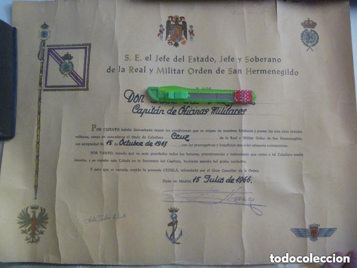 Militaria: REAL ORDEN DE SAN HERMENEGILDO : DIPLOMA CONCESION CRUZ A CAPITAN OM. 1966 . FIRMA DE FRANCO