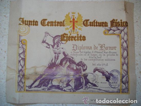 Militaria: CAMPEONATOS MILITARES : DIPLOMA DE HONOR DEL EJERCITO A CAPITAN , TIRO DE FUSIL, 1948
