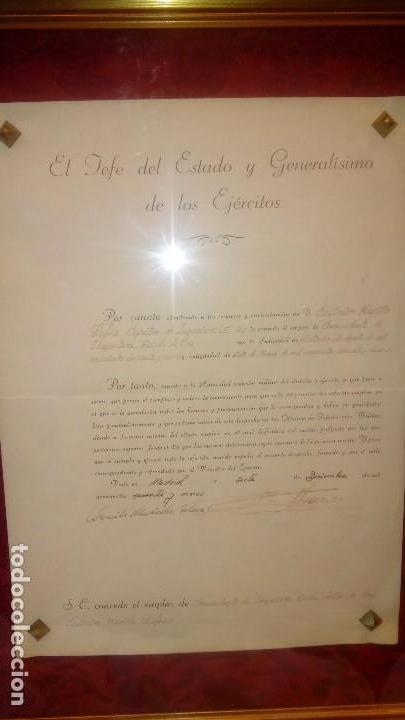 Militaria: Carta de ascenso a comandante de Ingenieros epoca de Franco 1965