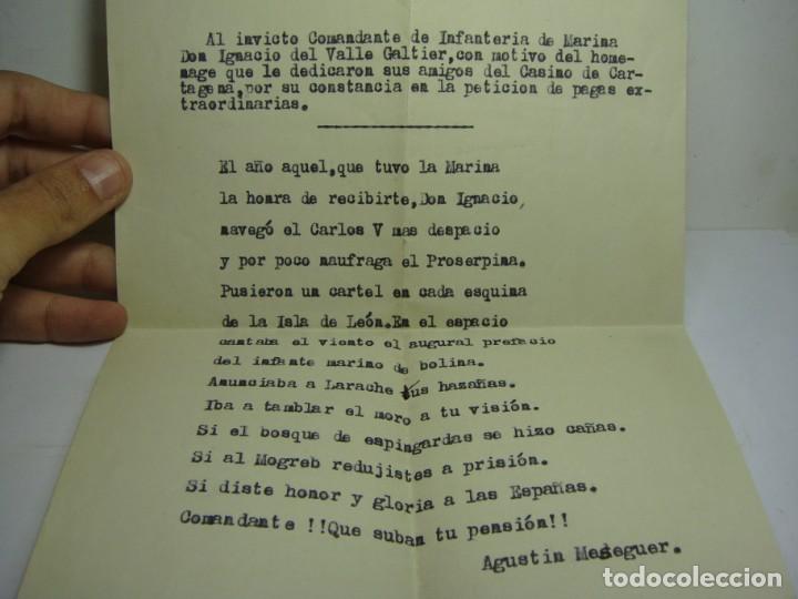 Militaria: Poes&iacute;a dedicada al Comandante de Infanter&iacute;a de marina.