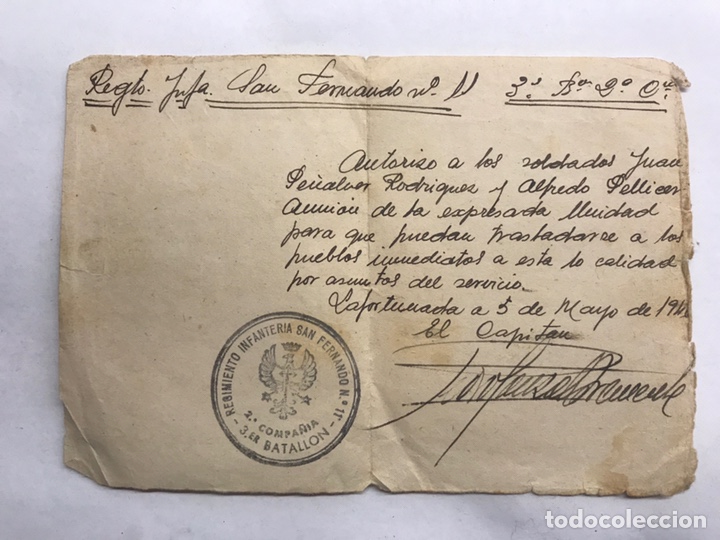 Militaria: MILITAR. Regimiento Infanter&iacute;a San Fernando No.11 , Alicante (h.1940?)