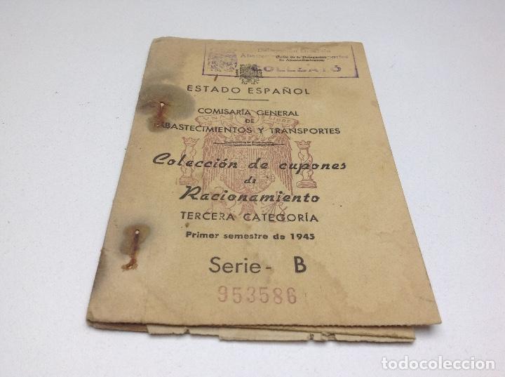 Militaria: COLLBATO - CARTILLA DE CUPONES DE RACIONAMIENTO A&Ntilde;O 1945 DE COLLBATO