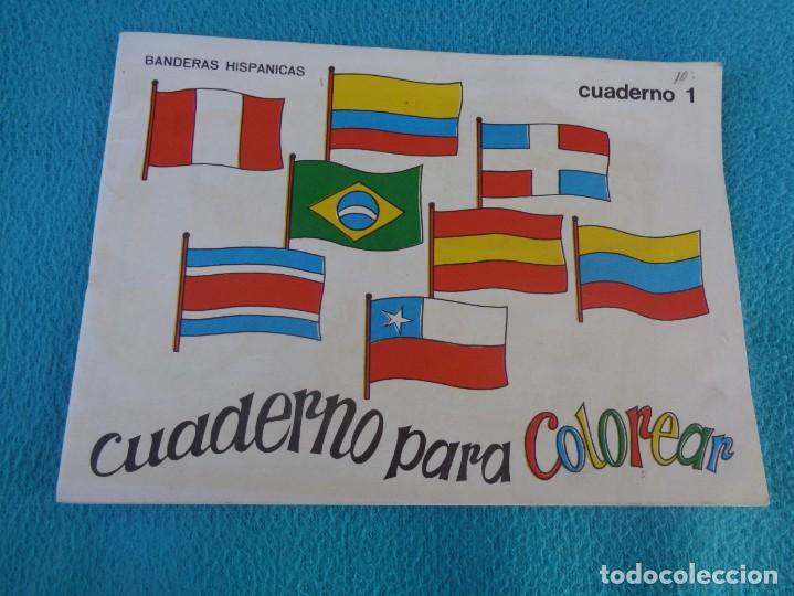 Militaria: cuadernos para colorear n&ordm;1 - banderas del mundo - incluida la espa&ntilde;ola con el aguila - 1969 susaeta