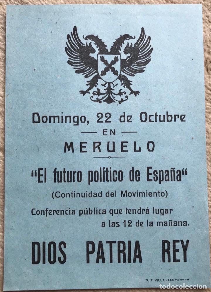 Militaria: Folleto Carlista - Tradicionalista - Acto en Meruelo (Santander) - Requet&eacute; - A&ntilde;os 60