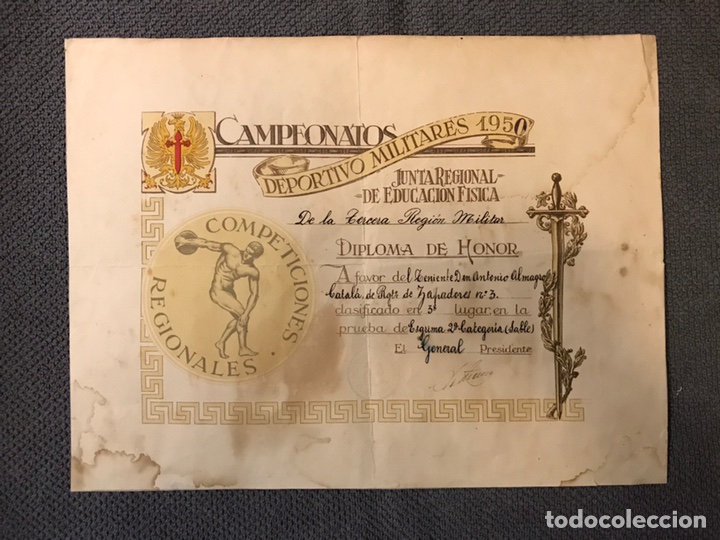 Militaria: MILITAR. Campeonatos Deportivos Militares 1950, 3a. Regi&oacute;n Militar