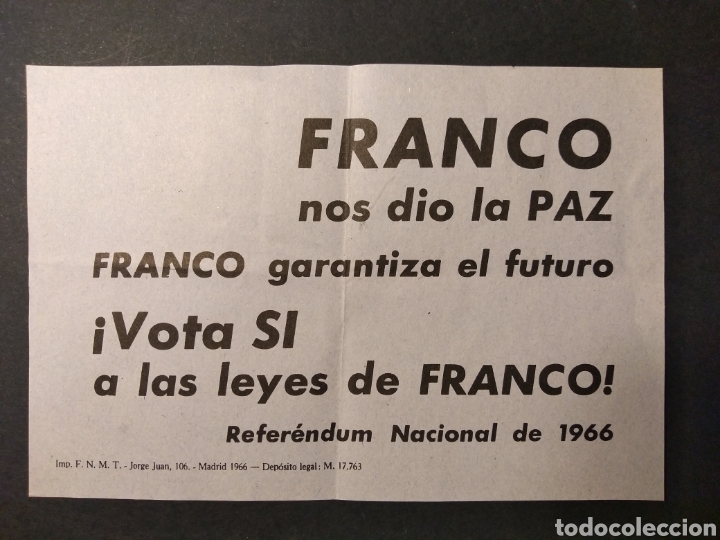 Militaria: Material refer&eacute;ndum nacional 1966 - Foto 1