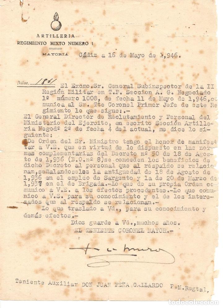 Militaria: ARTILLER&Iacute;A, REGIMIENTO MIXTO N&ordm; 1, CADIZ, 1946