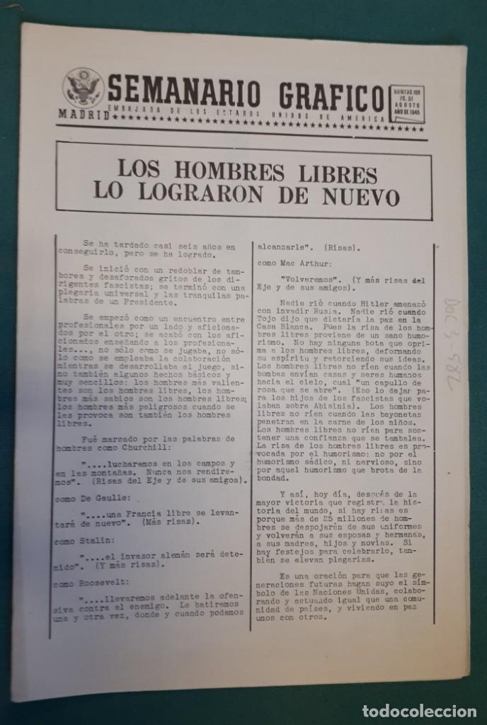 Militaria: Semanario Gr&aacute;fico, n&ordm; 109, agosto 1945