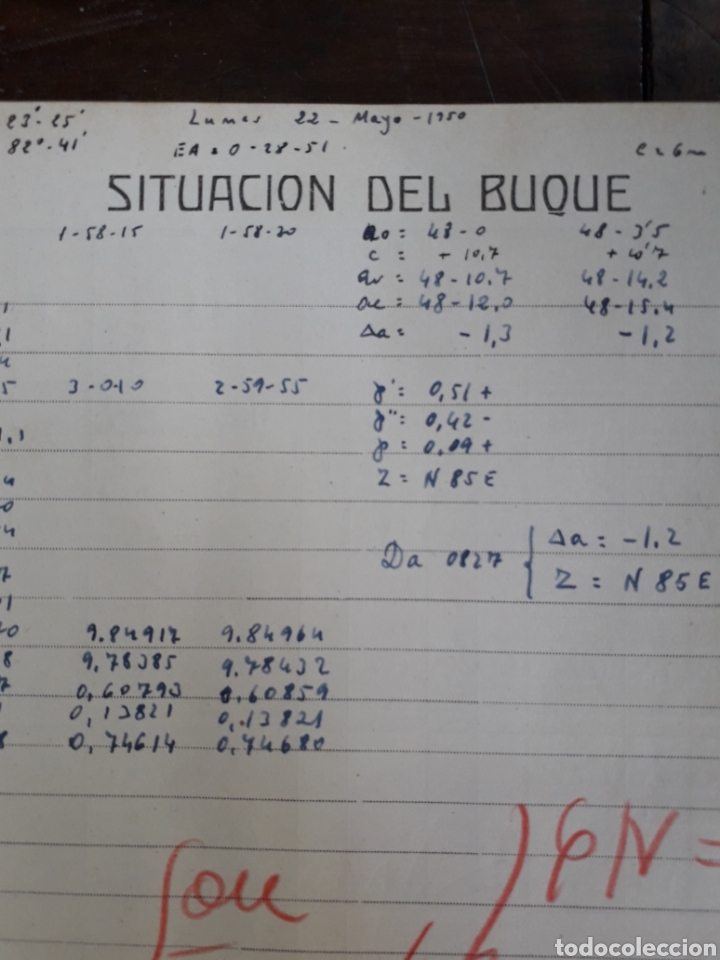 Cuaderno De Bitácora Del Juan Sebastián El Cano Año 1950 Ejercicio De Travesía 3 5 A 249 1950