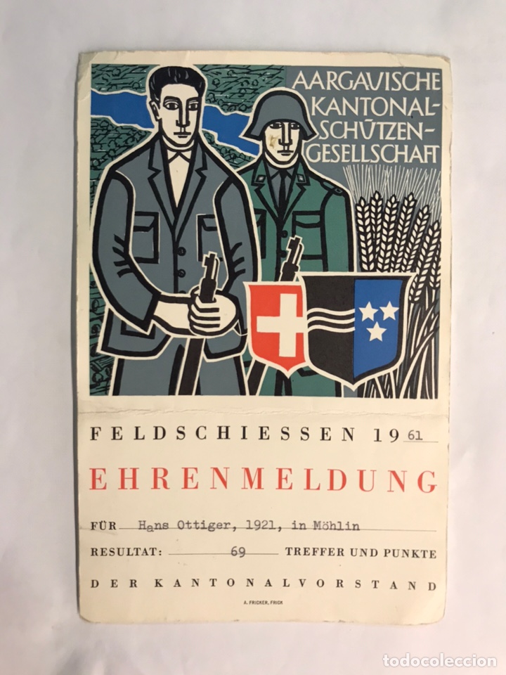 Militaria: MILITAR. Postal Suiza ??Campo de Tiro, Feldschiessen (a.1961)