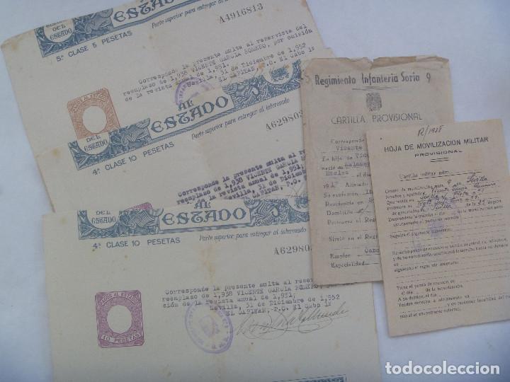 Militaria: LOTE CARTILLA PROVISIONAL MILITAR DE ZALAMEA LA REAL REEMPLAZO 1938 Y MULTA. SORIA 9. SEVILLA, 1952