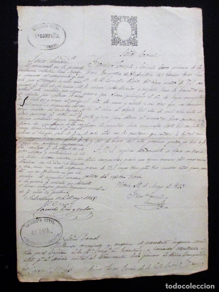 Military Antiques: FRANCISCO GONZALO. CABO 1&ordm; GUARDIA CIVIL. VITORIA, &Aacute;LAVA. 1865.