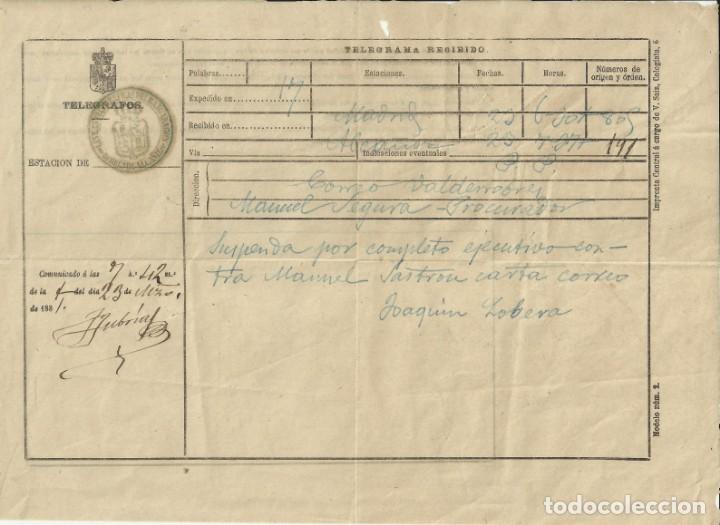 Militaria: Telegrama donde se pide no se ejecute a Manuel Sastron y Pi&ntilde;ol, 1881 ( ver descripcion )