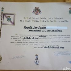 Militaria: CONCESIÓN ORDEN DE SAN HERMENIGILDO 1965 FIRMA FRANCO TAMPON. Lote 173233793