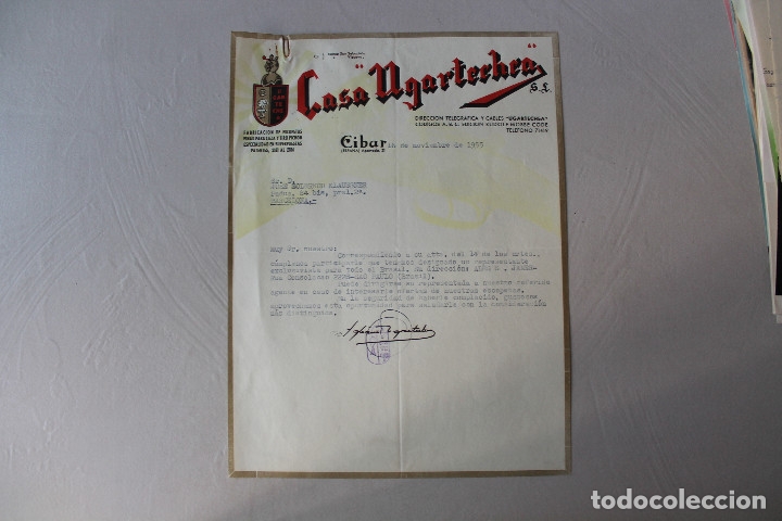 Militaria: CASA UGARTECHEA, F&Aacute;BRICA ESCOPETAS, CARTA, 1955