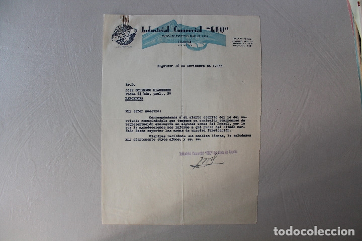 Militaria: GEO, F&Aacute;BRICA ESCOPETAS, CARTA, 1955, ELGOIBAR