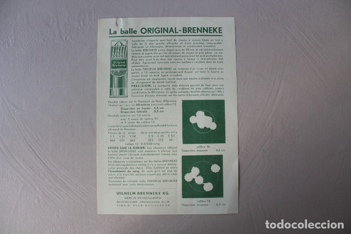 Militaria: LA BALLE ORIGINAL BRENNEKE, BERL&Iacute;N