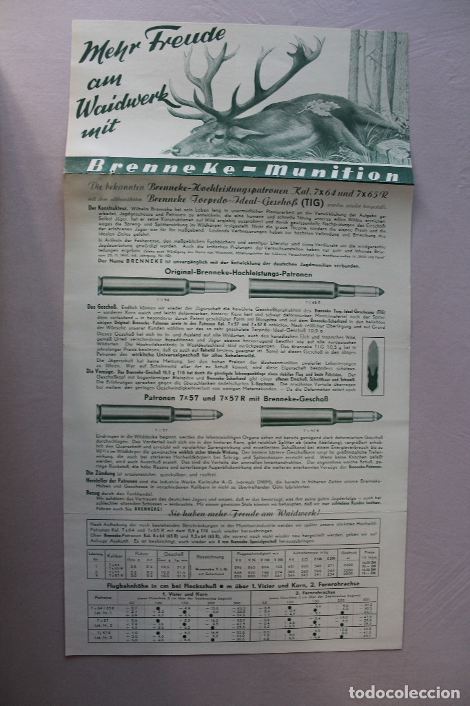 Militaria: BRENNEKE MUNITION, CAT&Aacute;LOGO, 1955, BERL&Iacute;N