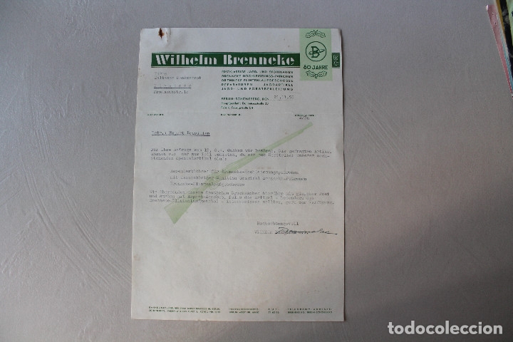 Militaria: WILHELM BRENNEKE, CARTA, 1955, BERL&Iacute;N