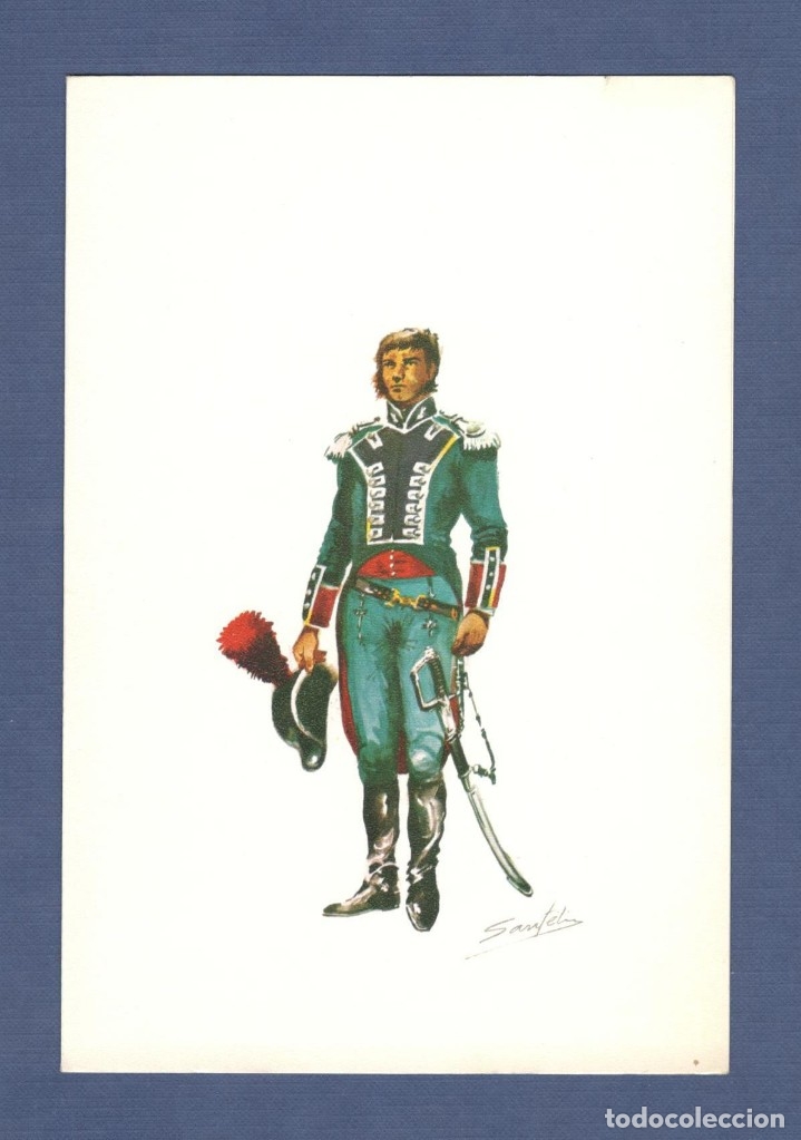 Militaria: POSTAL DIPTICA (19X12,5): OFICIAL DE INGENIEROS 1805-10