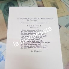 Militaria: AL REQUETE RAMON ARAMBURU DE CESTONA CARLISMO FRANQUISMO MADRIGAL P. OLMEDO. Lote 175832024