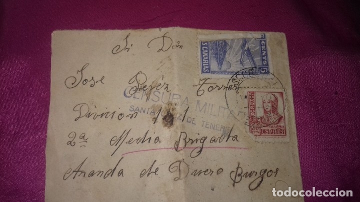 Military Antiques: antiguo sobre vacio censura militar vacio.division 1 de aranda de duero.1937.2&deg;brigada