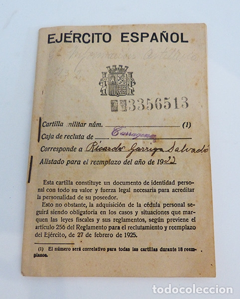 Militaria: Cartilla militar del ej&eacute;rcito espa&ntilde;ol - Foto 1