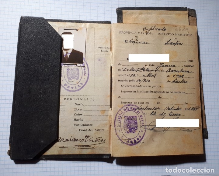 Militaria: Libreta de inscripci&oacute;n mar&iacute;tima, 1945 - Foto 2