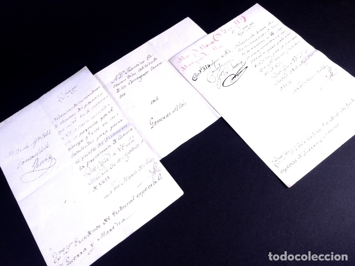 Militaria: JOS&Eacute; MAR&Iacute;A DE ALOS Y MORA. MINISTRO DE GUERRA Y MARINA. LOTE DE 3 CARTAS. MADRID 1840-41