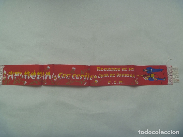 Militaria: MARINA DE GUERRA ESPA&Ntilde;OLA : CINTA PINTADA A MANO RECUERDO JURA DE BANDERA DE UN MARINERO. A&Ntilde;OS 60