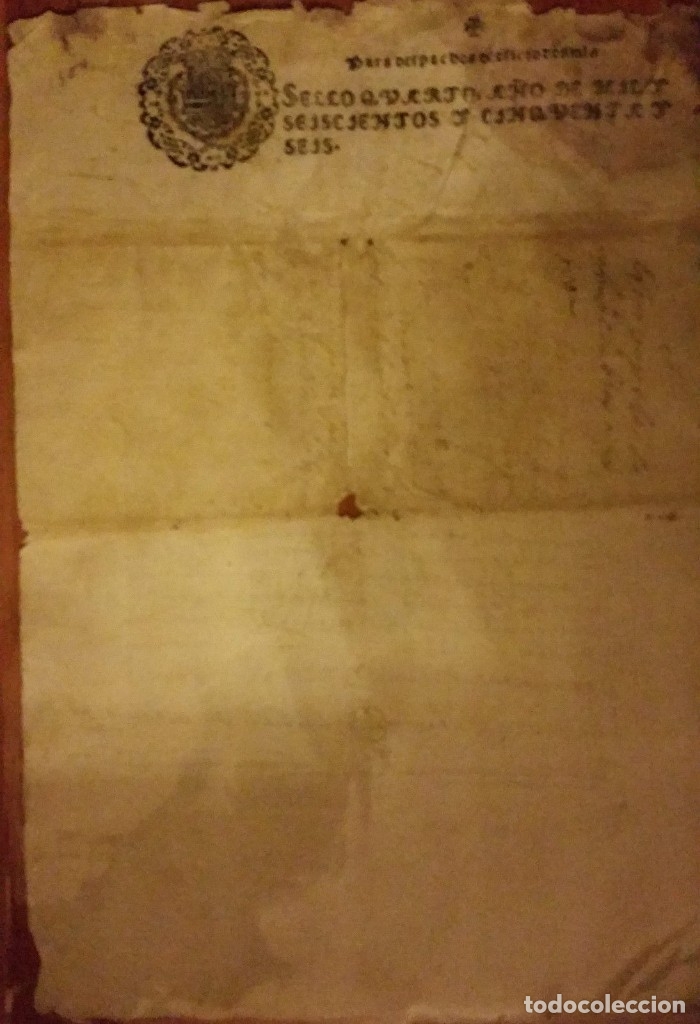 Militaria: DOCUMENTO EN PAPEL TIMBRADO,PARA DESPACHO DE OFICIOS,SELLO CUARTO,2 MARAVEDIS,A&Ntilde;O 1656,1 HOJA,