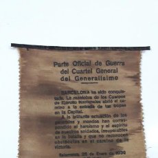 Militaria: PARTE OFICIAL DE GUERRA DEL CUARTEL GENERAL DEL GENERALISIMO . BARCELONA HA SIDO CONQUISTADA 1939. Lote 183825685