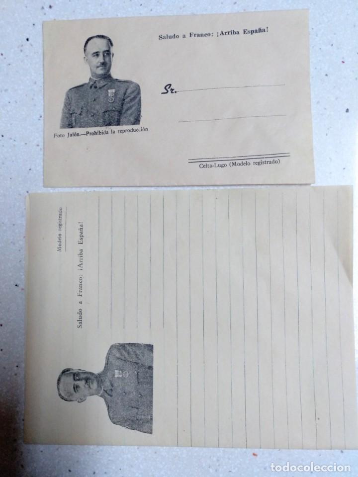 Militaria: Sobre y cuartilla con foto del General Franco,nuevo y dificil de encontrar