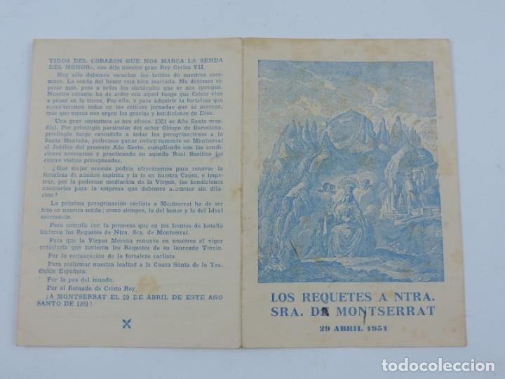 Militaria: Propaganda de los Requetes se&ntilde;ora de Montserrat 1951, peregrinaci&oacute;n Carlista a Montserrat, Mide 15,5