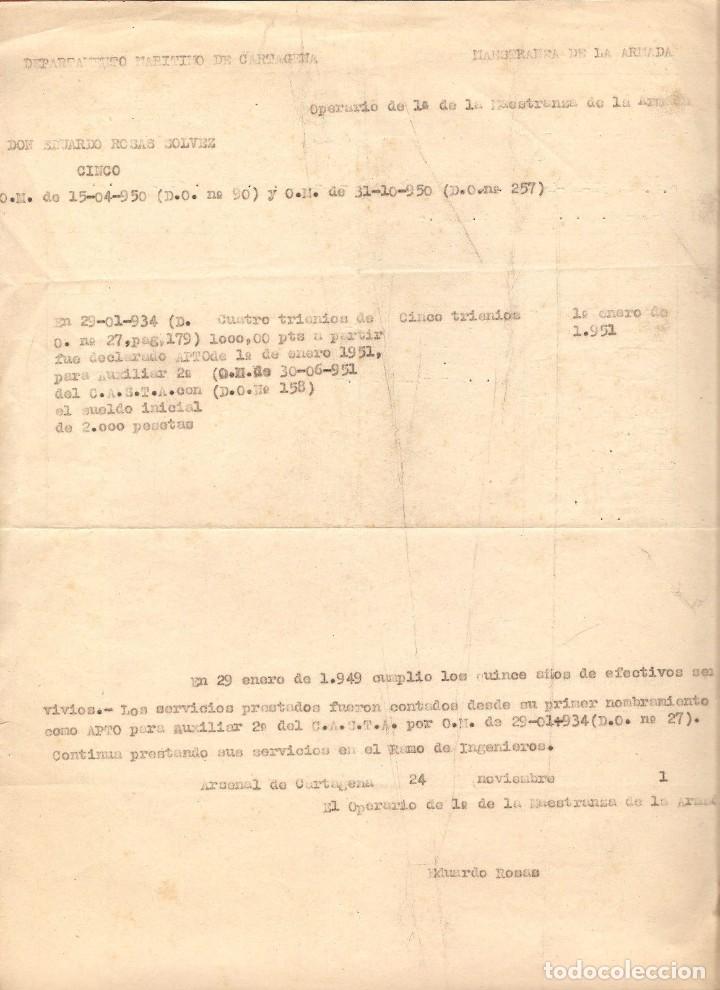 Militaria: FORMULARIO SOLICITUD TRIENIOS,DEPARTAMENTO MARIT.CARTAGENA,MAESTRANZA DE ARMADA,DE D.EDUARDO ROSAS G