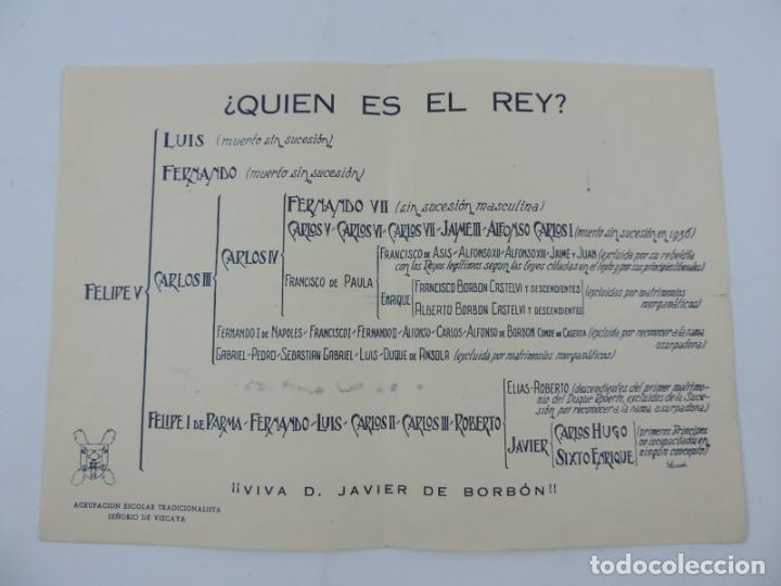 Militaria: PROPAGANDA CARLISTA, ARBOL GENEALOGICO &iquest;QUIEN ES EL REY?, AGRUPACION ESCOLAR TRADICIONALISTA, SE&Ntilde;ORI