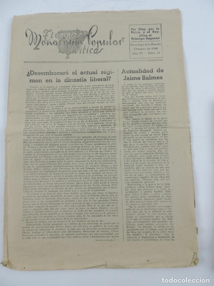 Militaria: PERIODICO TIEMPOS CR&Iacute;TICOS, MONARQU&Iacute;A POPULAR, A&Ntilde;O VI, N&Uacute;M. 11, ABRIL 1948. PUBLICACI&Oacute;N CARLISTA, TI
