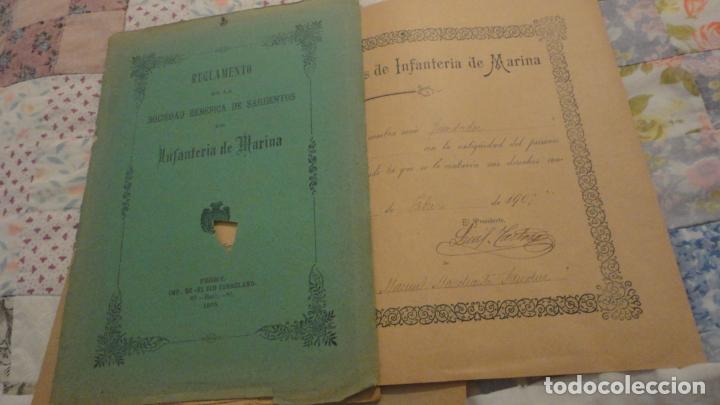 Militaria: REGLAMENTO SOCIEDAD BENEFICA SARGENTOS INFANTERIA MARINA.FERROL 1905.MANUEL MARCHANTE SANCHEZ.