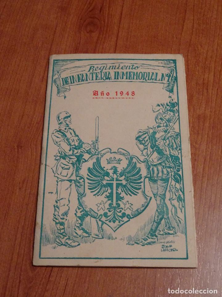 Militaria: Programa del regimiento de infanteria inmemorial n&ordm; 1, con dibujo de Jose Laffond, a&ntilde;o de 1948