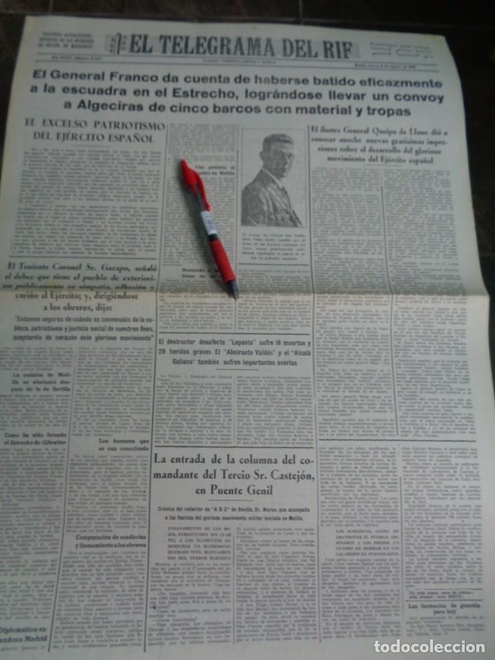 Militaria: *EL TELEGRAMA DEL RIF * LA LEGION * DESTRUCTOR LEPANTO -6 AGOSTO 1936 - FACSIMIL - GUERRA CIVIL