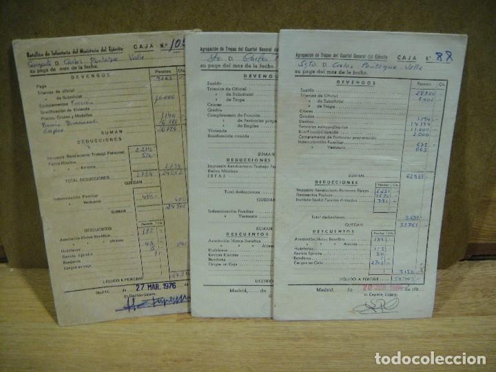 Military Antiques: sobres de paga de un sargento a&ntilde;os 1976 / 78 / 80