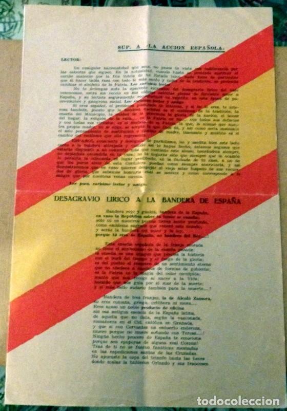 Militaria: ANTIGUO DOCUMENTO, DESAGRAVIO LIRICO A LA BANDERA DE ESPA&Ntilde;A, 4 PAGINAS