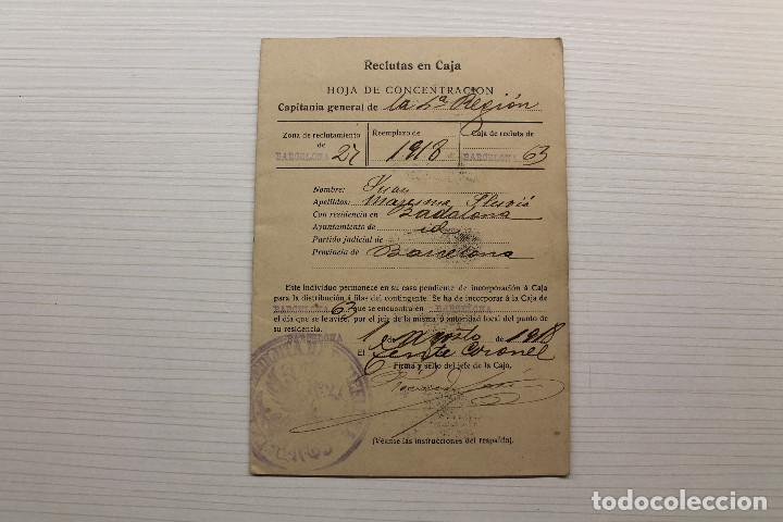 Military Antiques: CARTILLA RECLUTAS EN CAJA, BADALONA, 1918