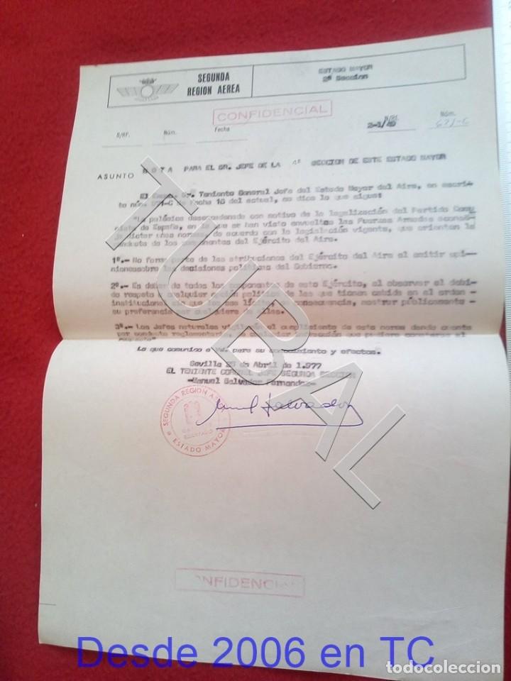 Militaria: TUBAL LEGALIZACION PCE CONFIDENCIAL EJERCITO DEL AIRE SEVILLA 1977 HOJA MECANOSCRITO B74