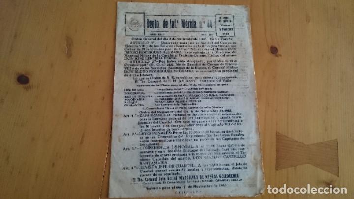 Militaria: RGTO INFANTER&Iacute;A MERIDA N 44 - ORDEN 3 NOVIEMBRE 1953 LA CORU&Ntilde;A - FERROL 6 NOVIEMBRE 1953