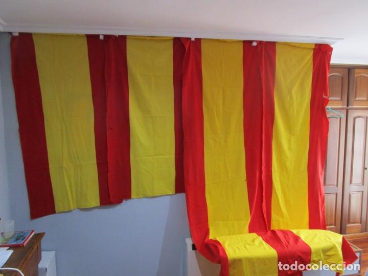 Militaria: BANDERA ESPA&Ntilde;OLA ESPA&Ntilde;A DE BALCON. TELA-ALGODON. 9.40M TOTAL, 4 PA&Ntilde;OS 75CM ANCHO, POCO USO, LAVADA +