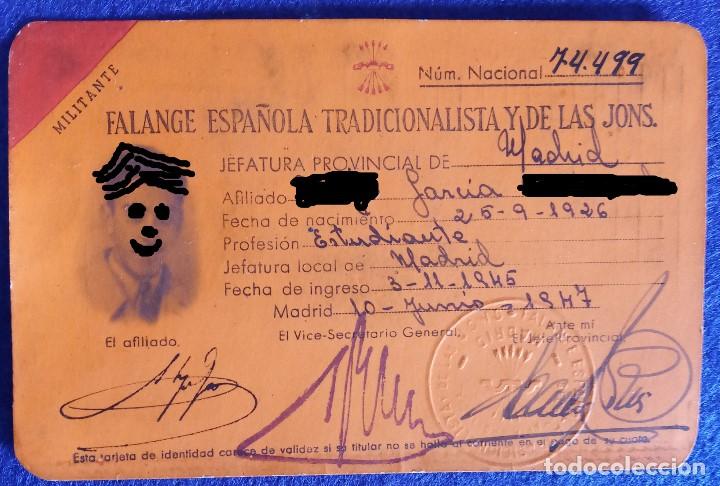 Militaria: FALANGE.- CARNET DE MILITANTE.-1947