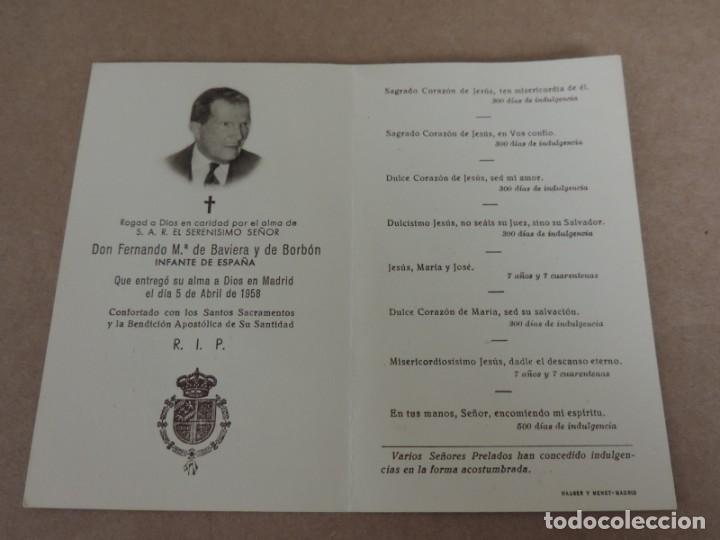 Militaria: RECORDATORIO DE LA MUERTE DE FERNANDO MARIA BAVIERA Y DE BORBON, INFANTE DE ESPA&Ntilde;A, MURIO EL 5B DE A
