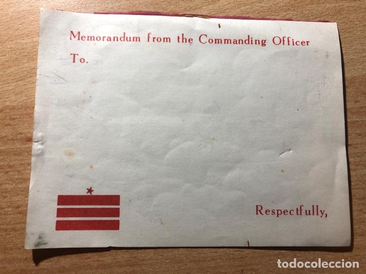 Military Antiques: BLOC DE NOTAS MEMOR&Aacute;NDUM FROM THE COMMANDING OFFICER. VER FOTOGRAF&Iacute;AS